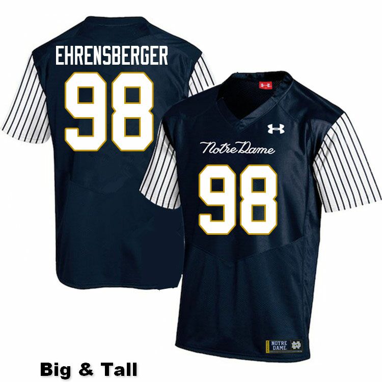 Men's NCAA Notre Dame Fighting Irish #98 Alexander Ehrensberger Stitched College Under Armour Authentic Navy Big & Tall Alternate Football Jersey QH10K32NR